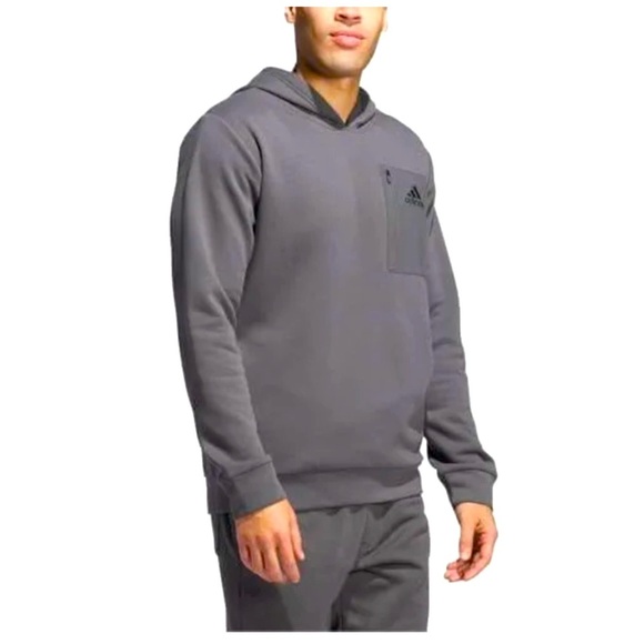 NWT Adidas Men's Regular Fit Kangaroo Pockets Hoodie Gray  Size M - Picture 1 of 5